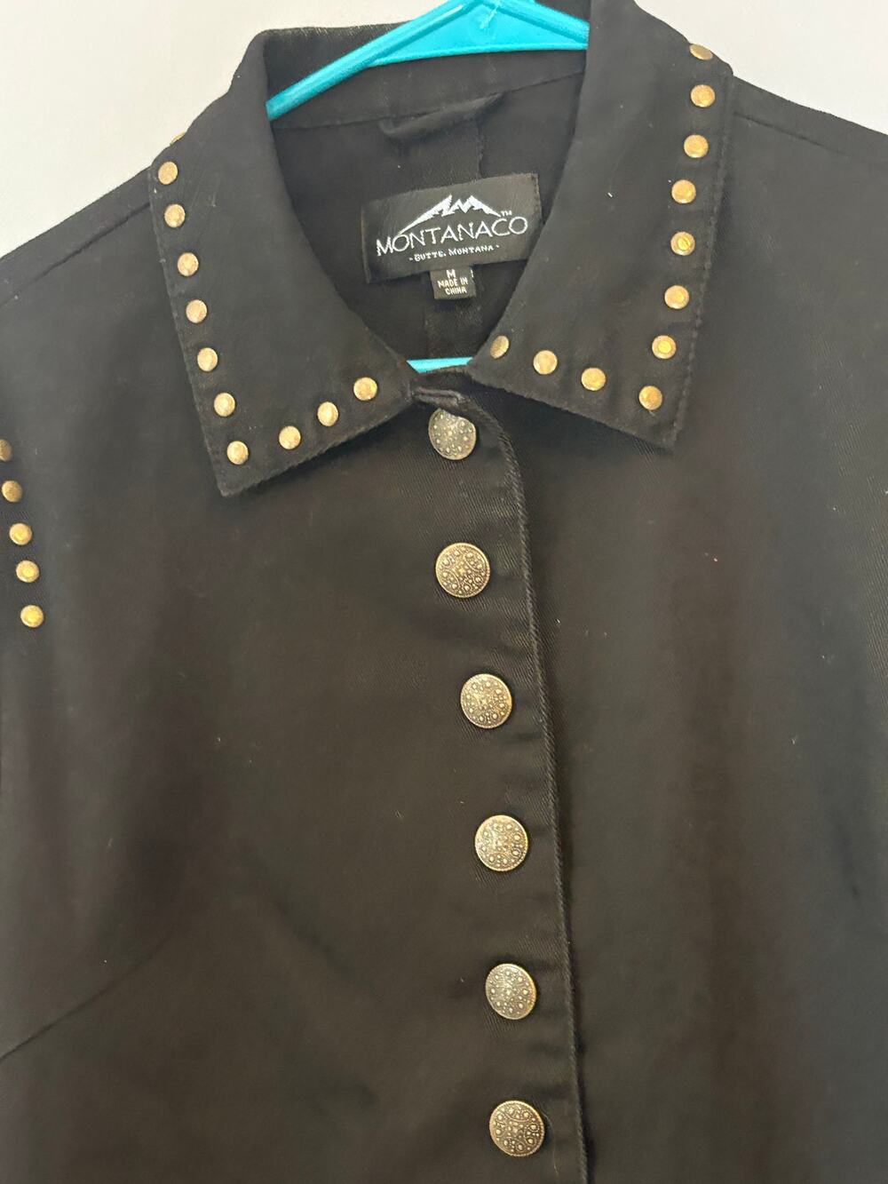 Montanaco Womens M Black Studded Western Jacket Cotton Spandex